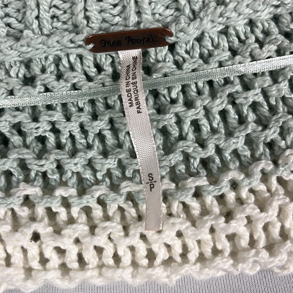 Free People Women's Parkslope Stripe Mint Ivory Combo Loose Knit Sweater Size S - Picture 11 of 12